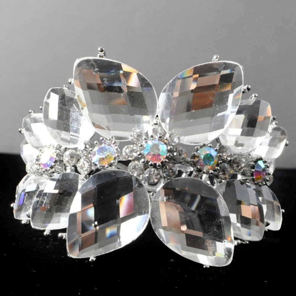Silver Clear Crystal Formal Cocktail Evening Party Clubwear Womens Round Bangle